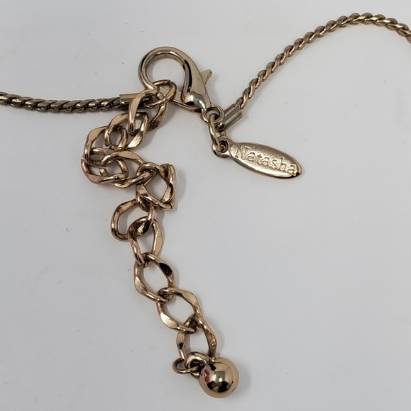 NATASHA SIGNED GOLD TONE GEOMETRIC STRUCTURED SPIKE STATEMENT NECKLACE JEWELRY - Picture 7 of 11